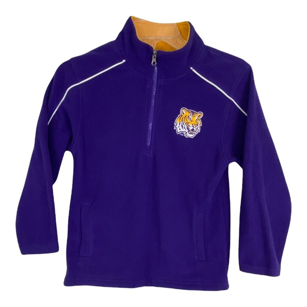 NCAA Kids Jacket Size small 6-7 Long Sleeve Pullover Pockets LSU Tigers Fleece